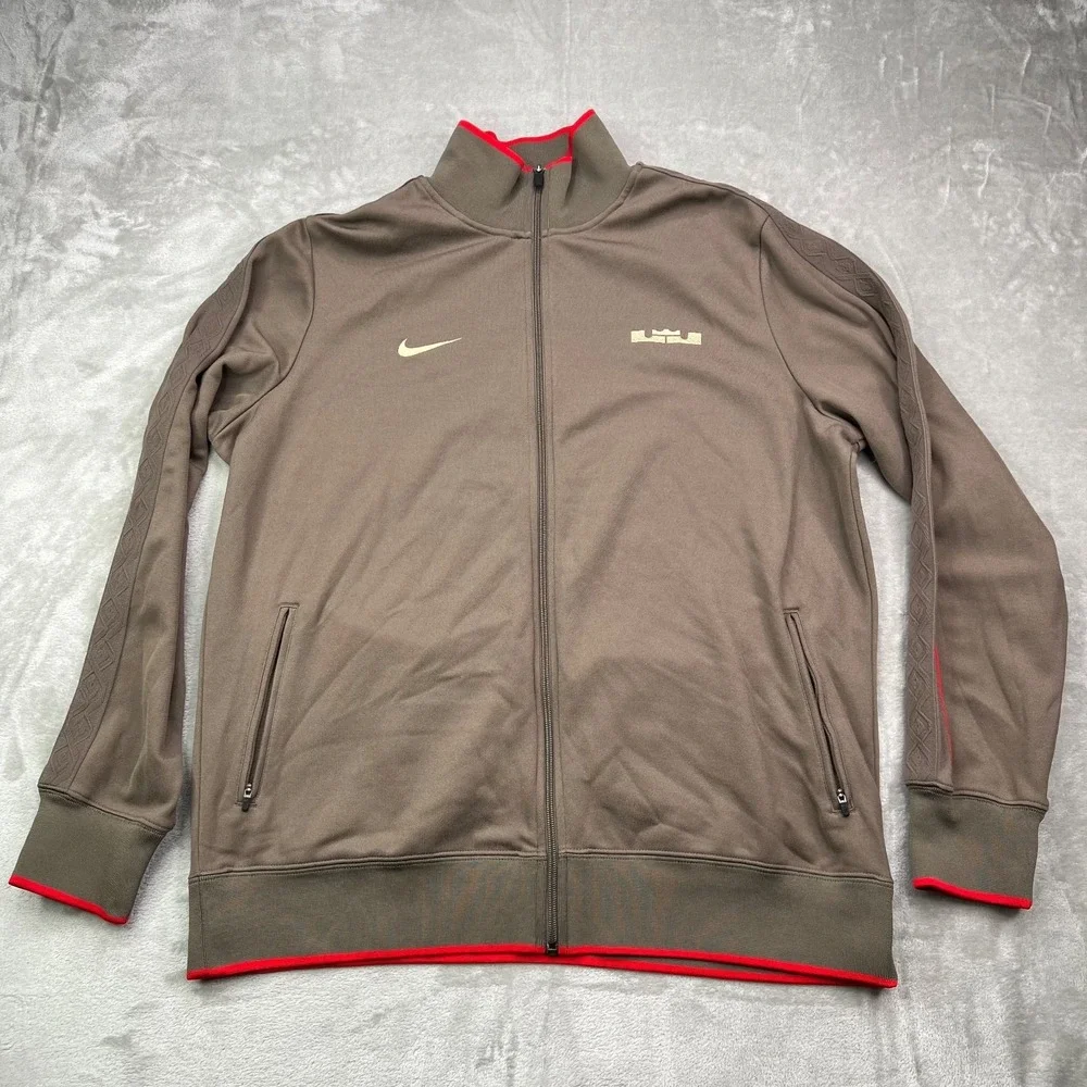 Nike Lebron James Sample Jacket Mens 2XLT Tall Brown Full Zip Logo‎ Basketball